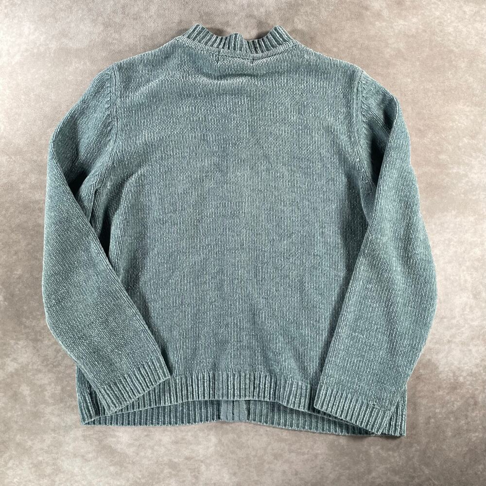 Vintage Alfred Dunner Grandma Style Patterned Cozy Blue Full Zip Sweater - Picture 2 of 6